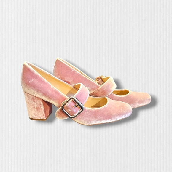 Sam Edelman Pink velvet block heeled pumps. Size 9.5. Buckle Closure. - Picture 1 of 6
